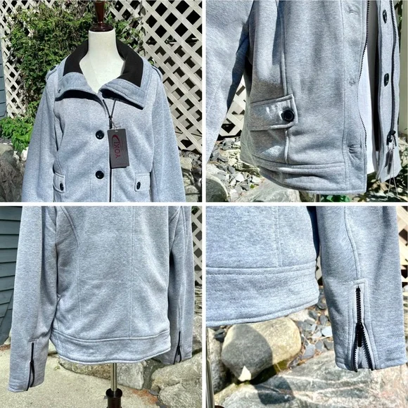 Yoki Knit Zippered Cuff Lightweight Collared Jacket - Picture 9 of 16